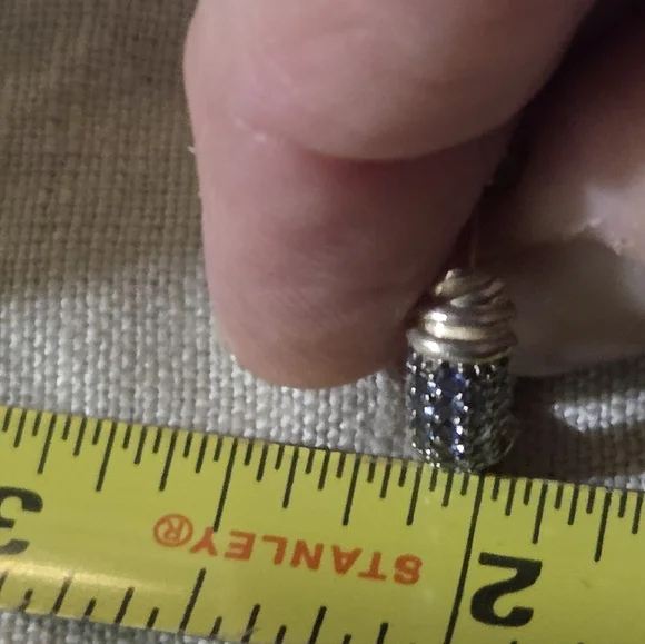 David Yurman Cable Candy Metro Hoop Earrings with Blue Sapphire, SS - Picture 13 of 14